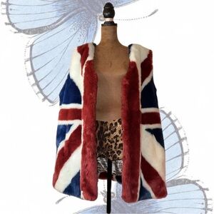 Union Jack Faux Fur Vest